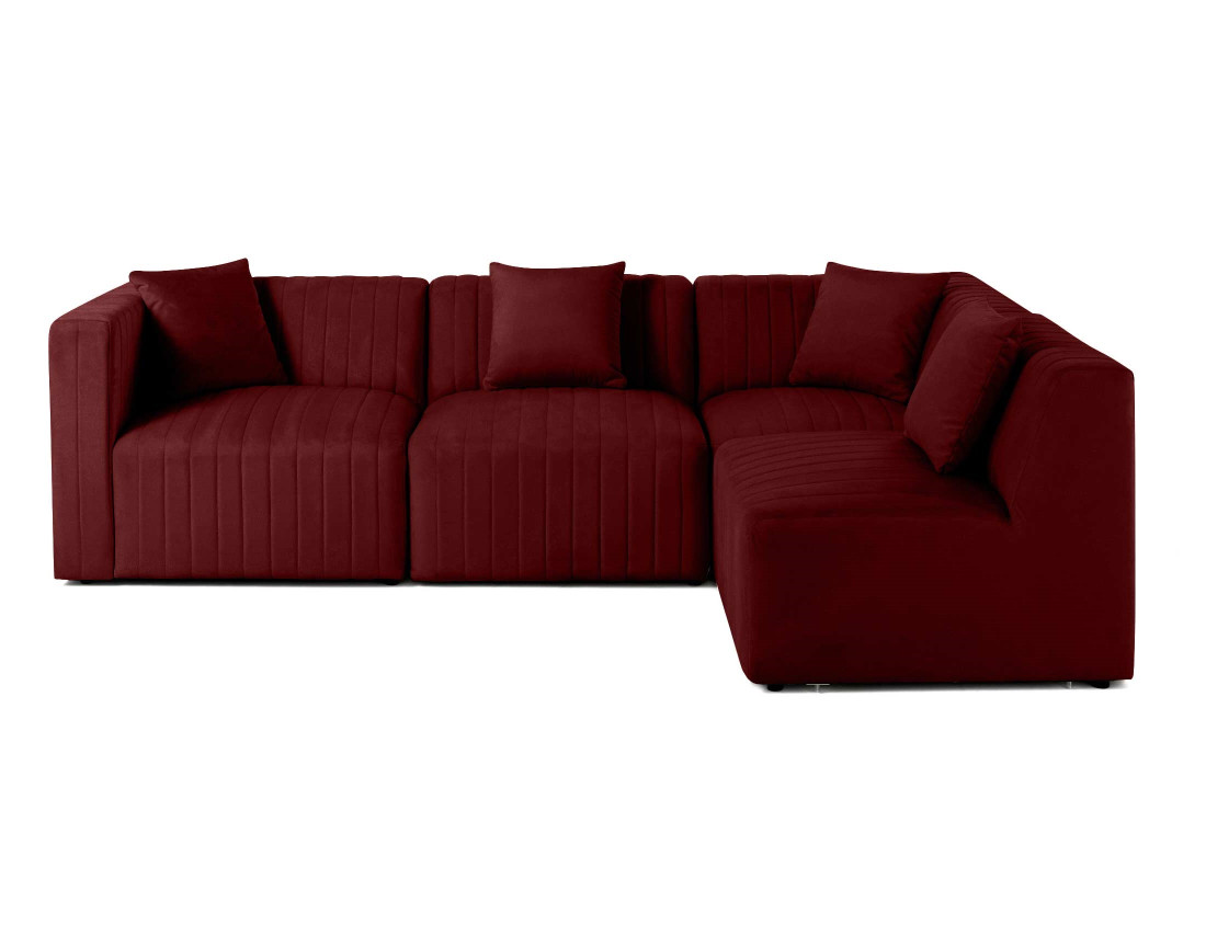 Canapé modulable d'angle droit 5 places en velours Nova
