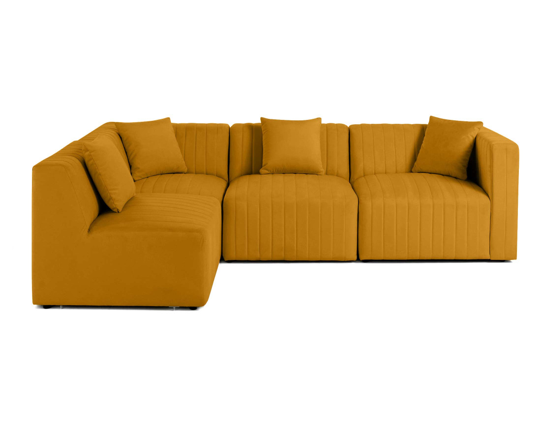 Canapé modulable d'angle gauche 5 places en velours Nova