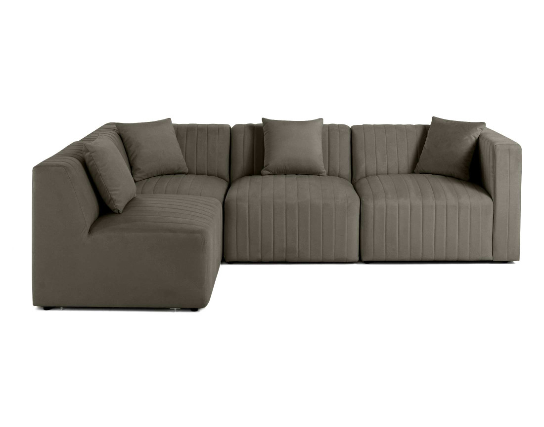 Canapé modulable d'angle gauche 5 places en velours Nova