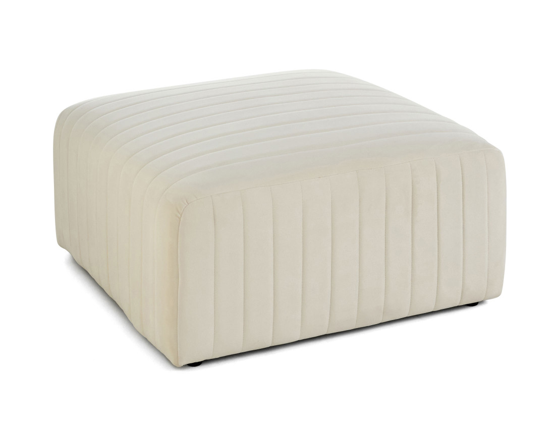 Canapé modulable d'angle gauche 5 places avec pouf d'appoint en velours Nova