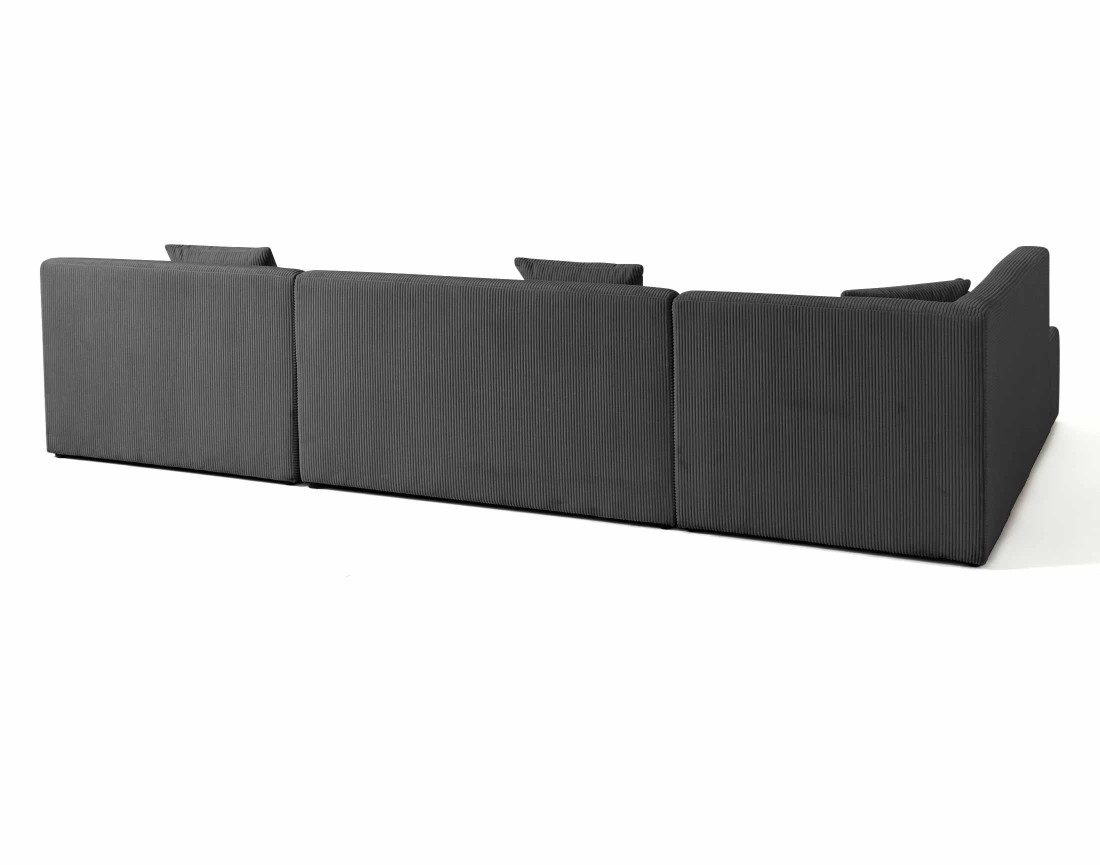 Canapé panoramique d'angle gauche 7 places en velours côtelé Onyx