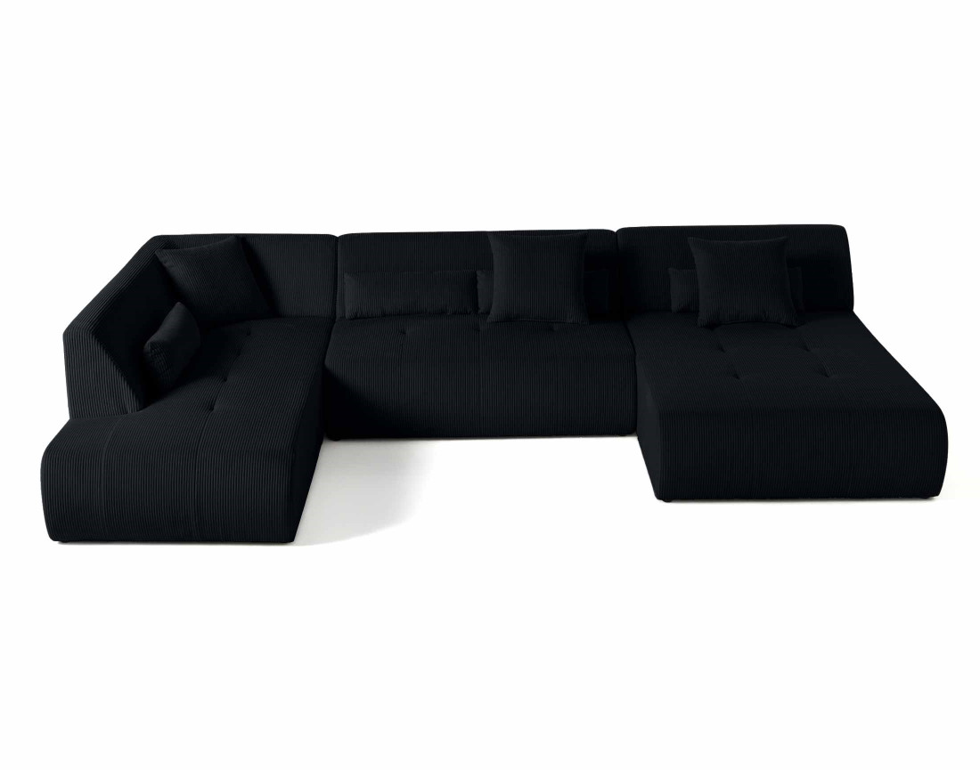 Canapé panoramique d'angle gauche 7 places en velours côtelé Onyx