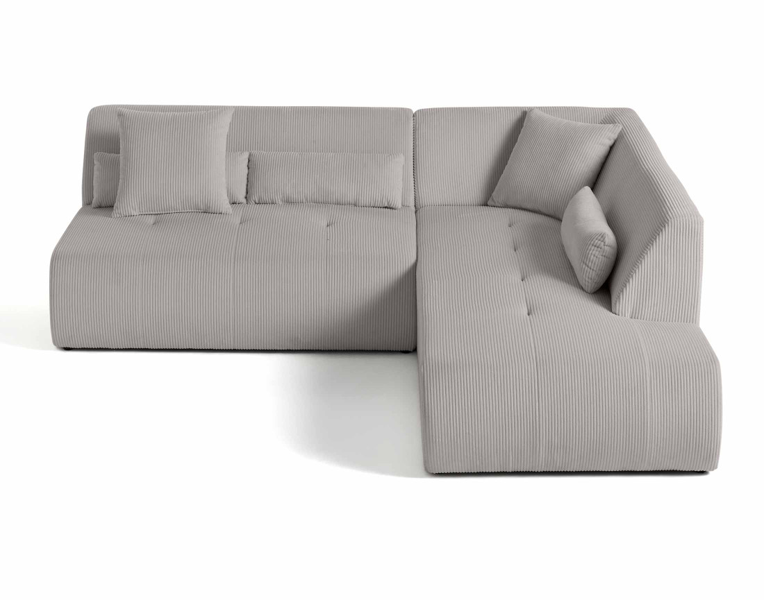 Canapé modulable d'angle droit 5 places en velours côtelé Onyx