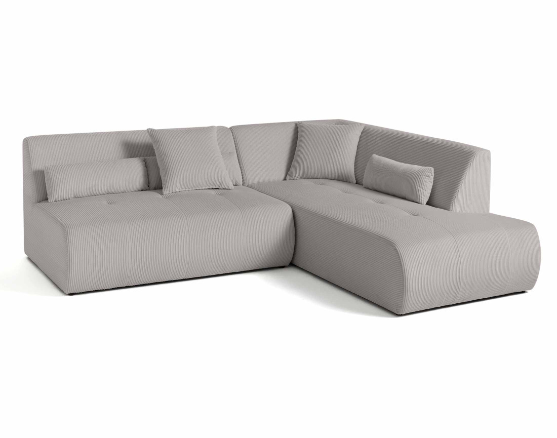 Canapé modulable d'angle droit 5 places en velours côtelé Onyx