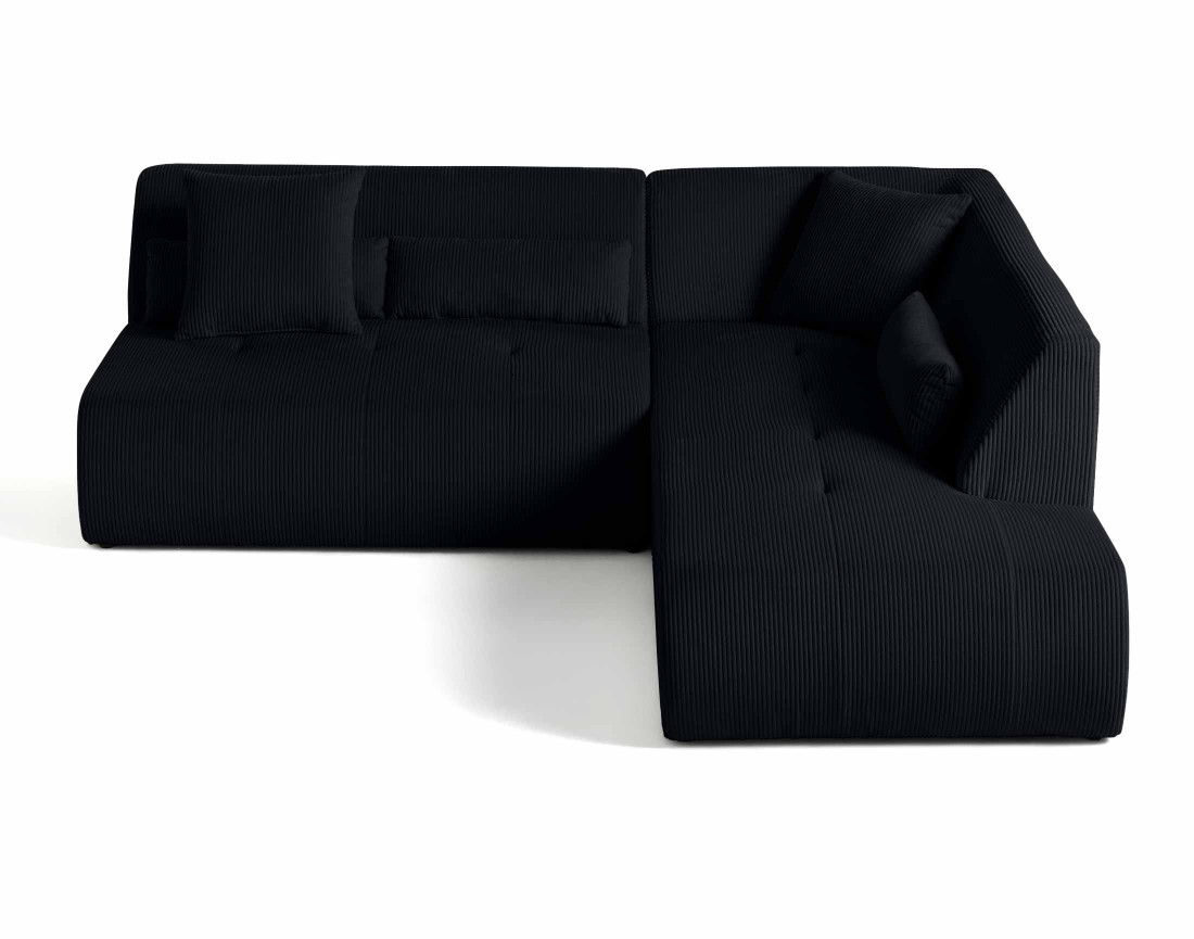 Canapé modulable d'angle droit 5 places en velours côtelé Onyx