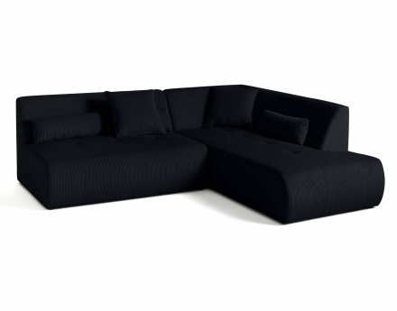 Canapé modulable d'angle droit 5 places en velours côtelé Onyx