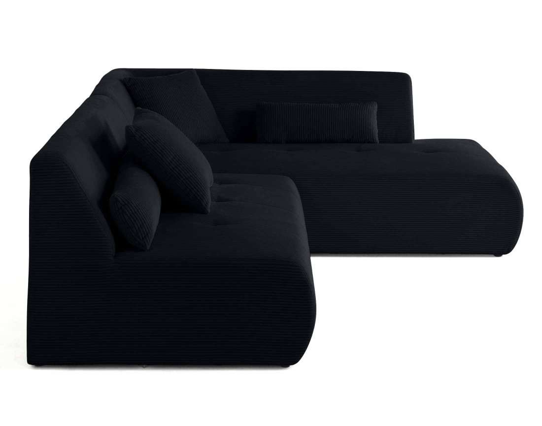 Canapé modulable d'angle droit 5 places en velours côtelé Onyx
