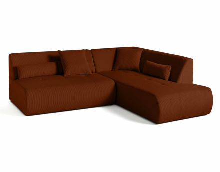 Canapé modulable d'angle droit 5 places en velours côtelé Onyx