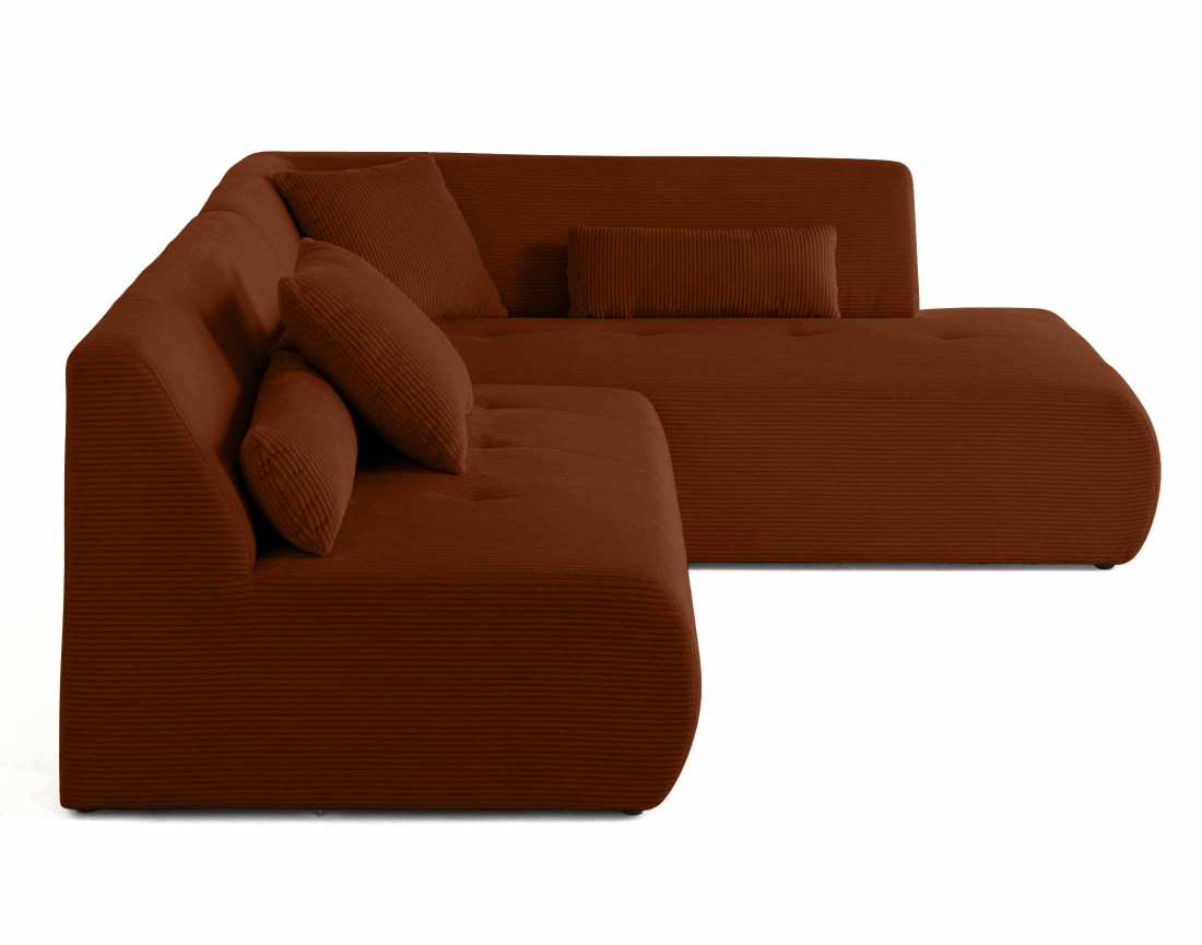 Canapé modulable d'angle droit 5 places en velours côtelé Onyx