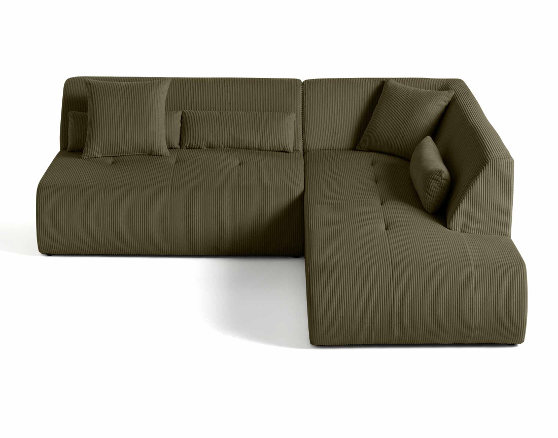 Canapé modulable d'angle droit 5 places en velours côtelé Onyx