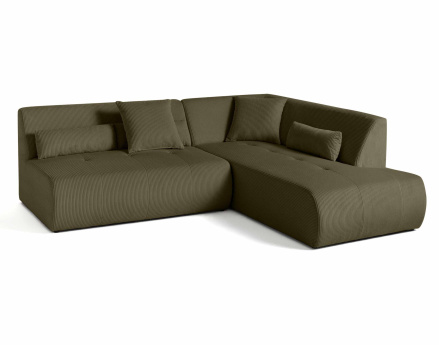 Canapé modulable d'angle droit 5 places en velours côtelé Onyx