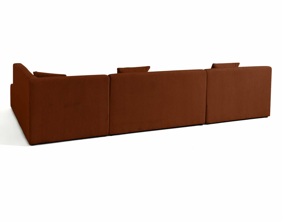 Canapé panoramique modulable d'angle droit 7 places en velours côtelé Onyx