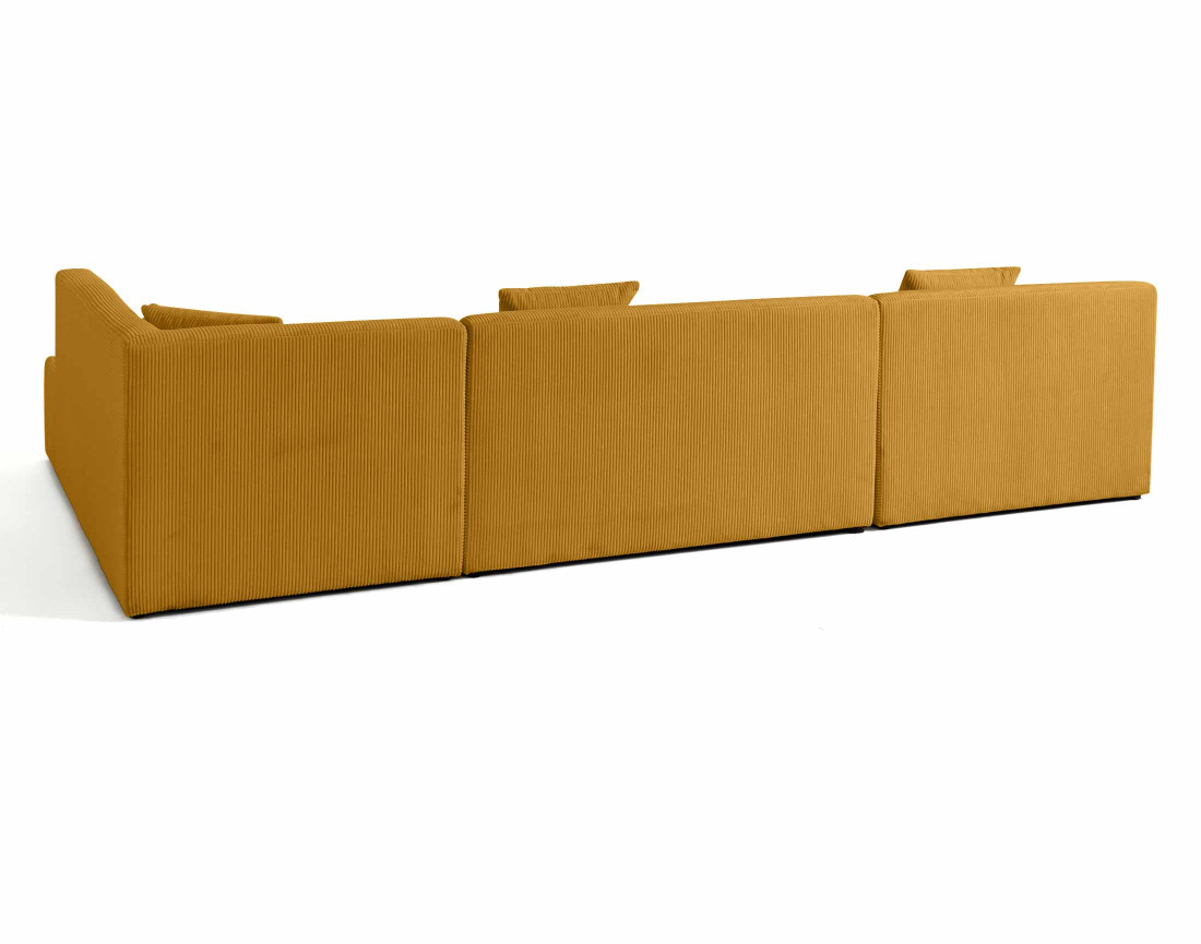 Canapé panoramique modulable d'angle droit 7 places en velours côtelé Onyx