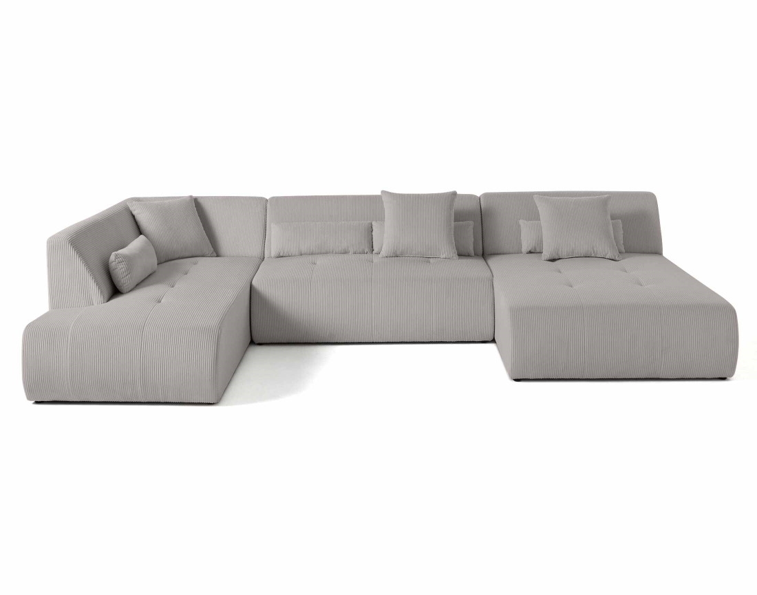 Canapé modulable d'angle gauche 7 places en velours côtelé Onyx