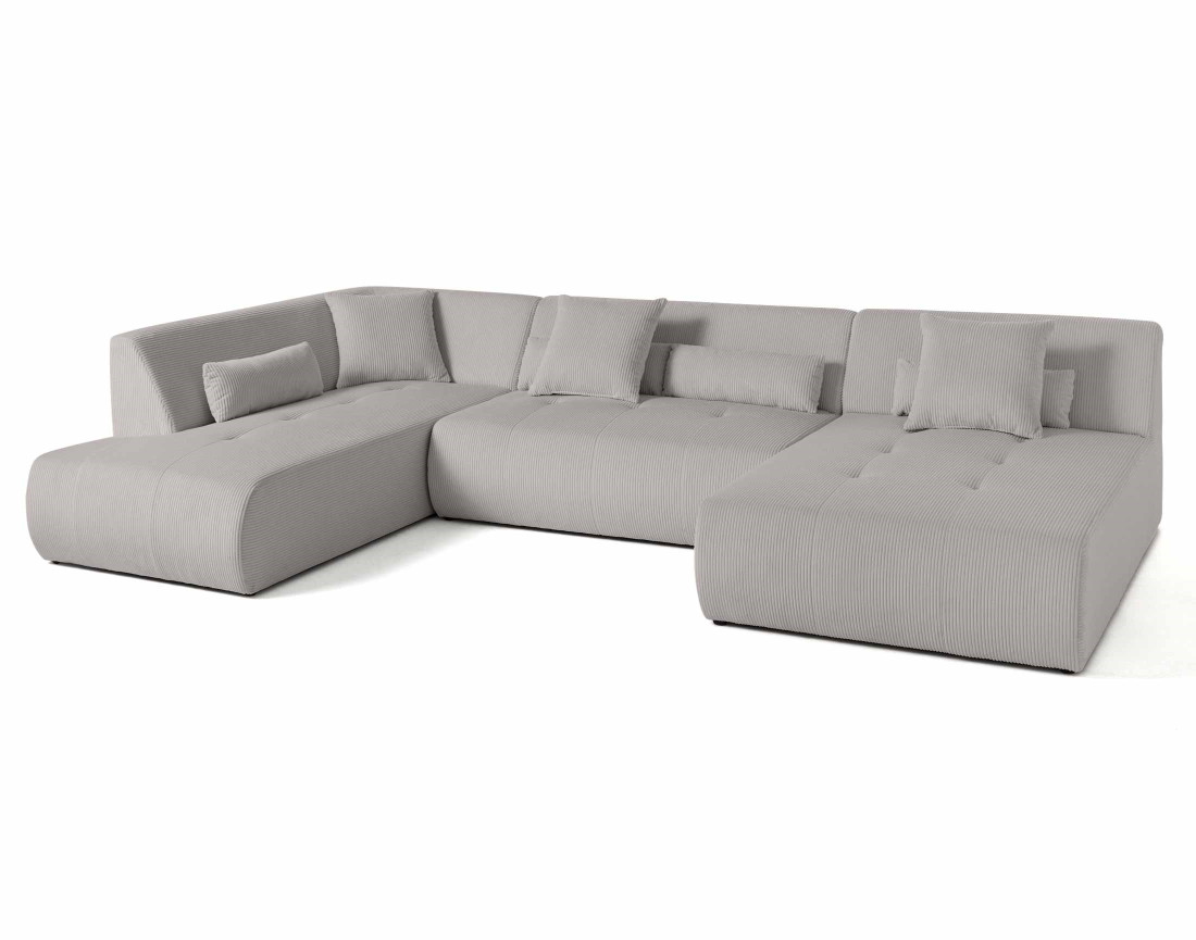Canapé modulable d'angle gauche 7 places en velours côtelé Onyx