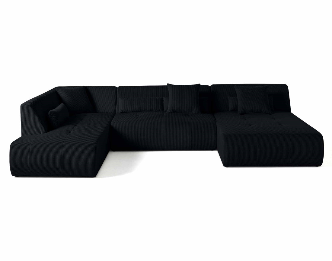 Canapé modulable d'angle gauche 7 places en velours côtelé Onyx