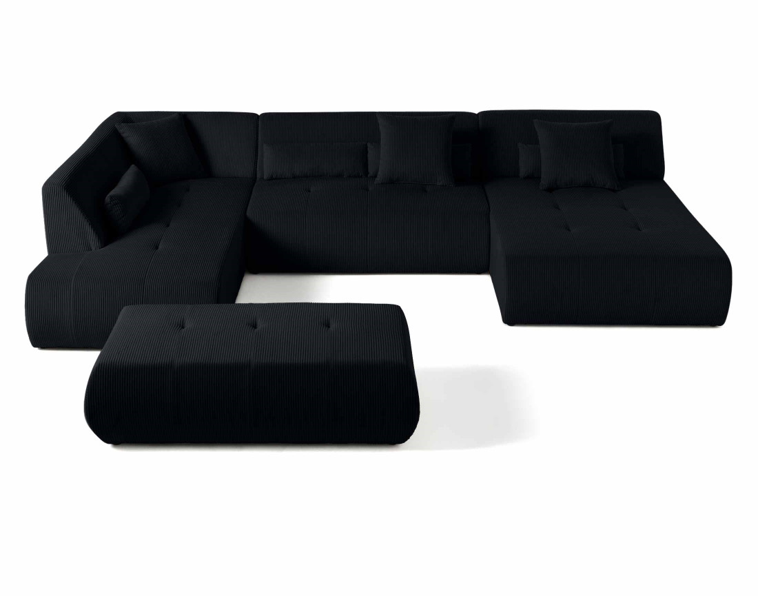 Canapé modulable d'angle gauche 7 places en velours côtelé Onyx
