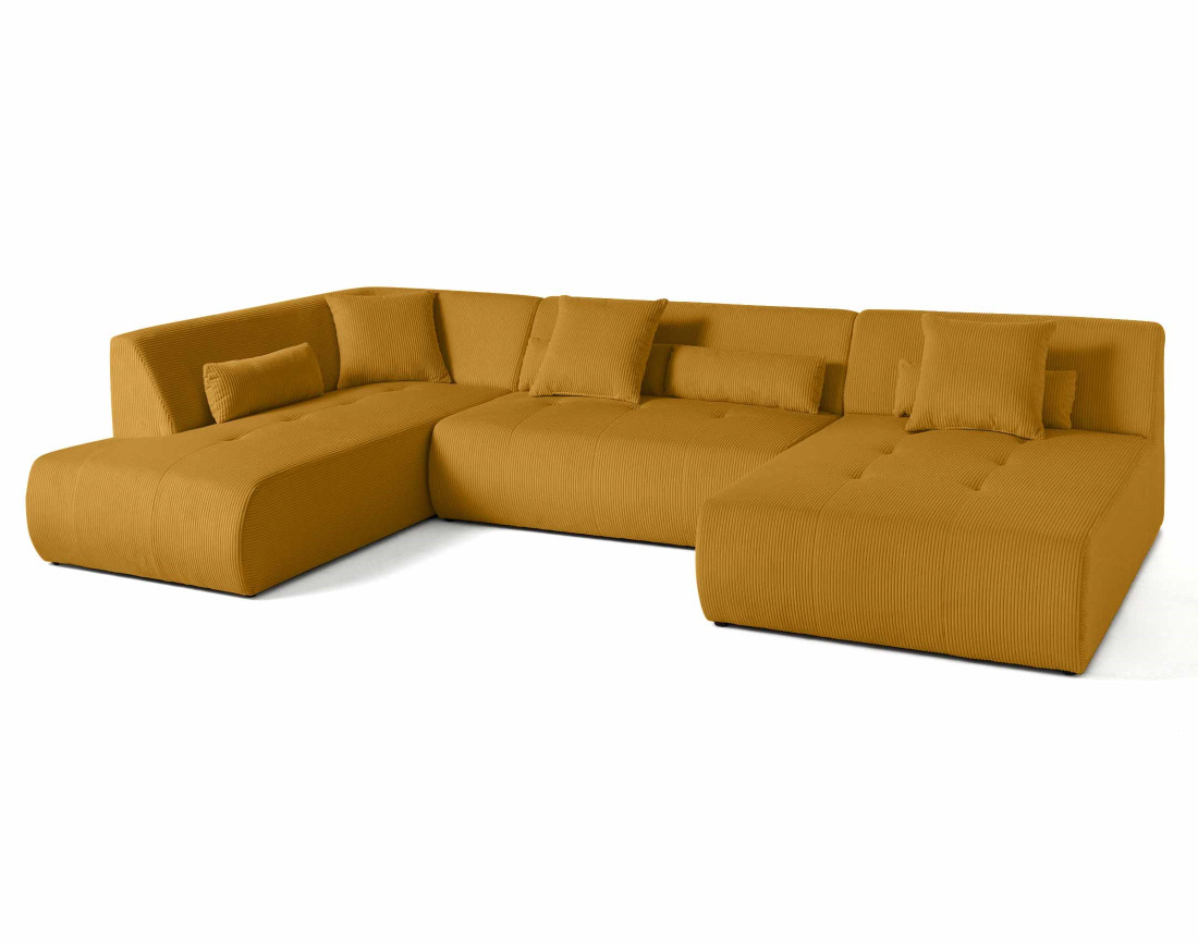 Canapé modulable d'angle gauche 7 places en velours côtelé Onyx