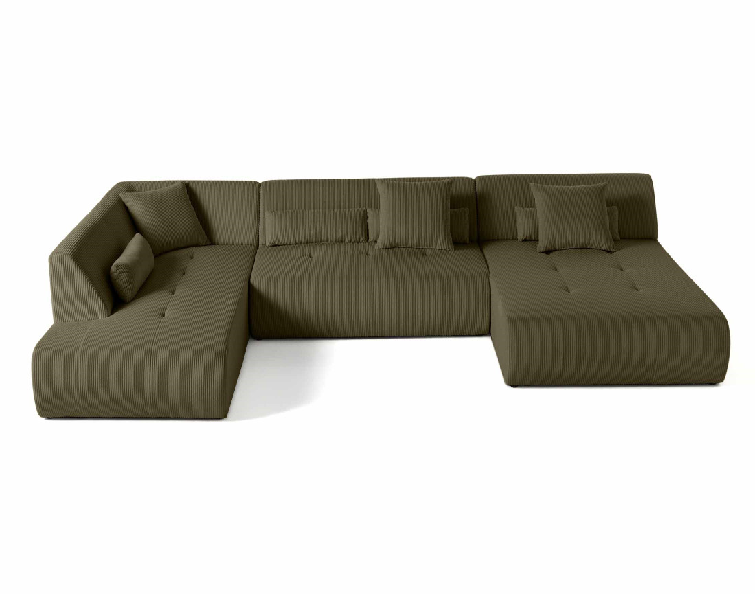 Canapé modulable d'angle gauche 7 places en velours côtelé Onyx