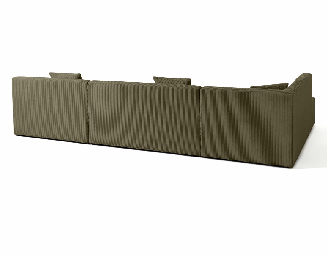 Canapé modulable d'angle gauche 7 places en velours côtelé Onyx