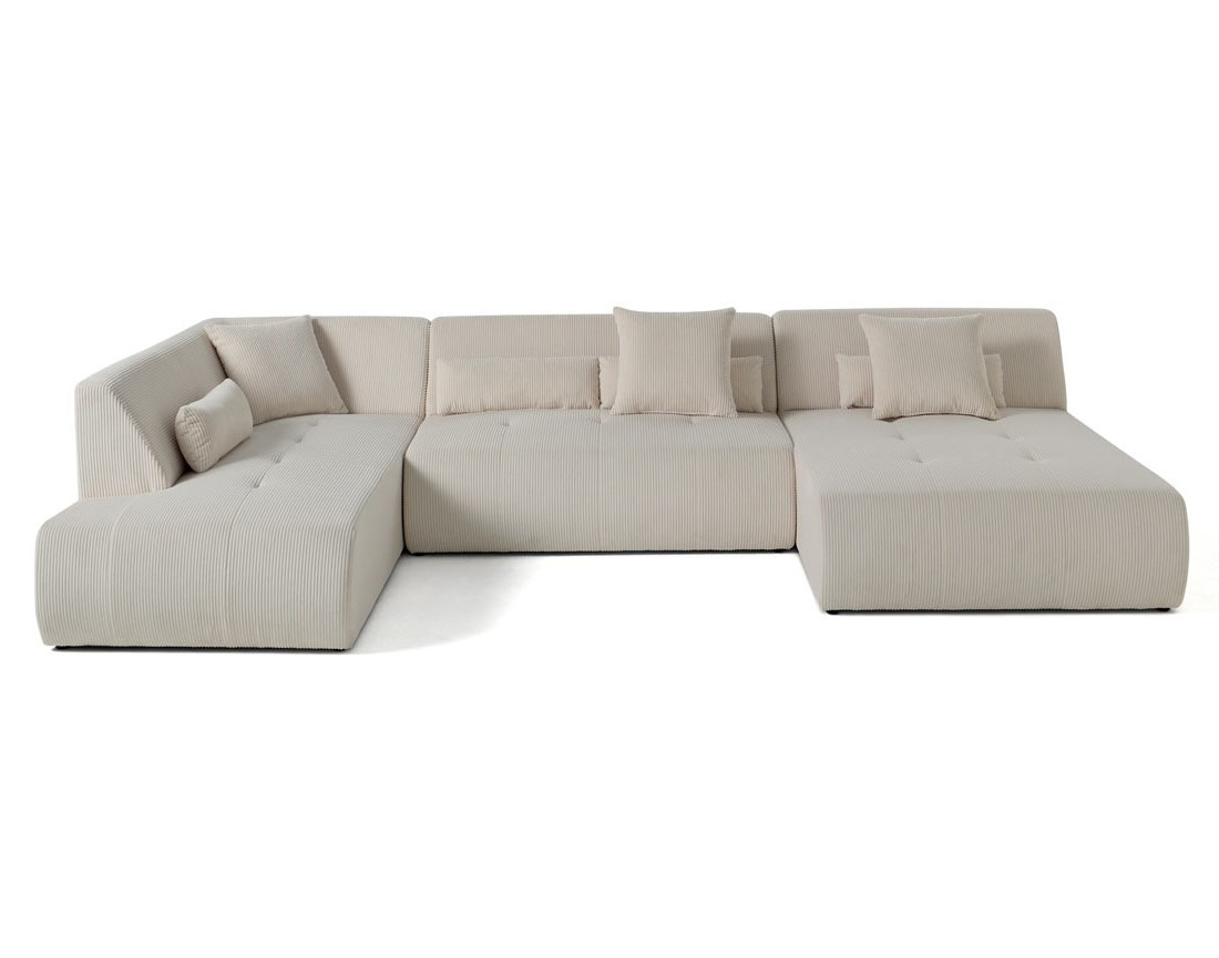 Canapé modulable d'angle gauche 7 places en velours côtelé Onyx
