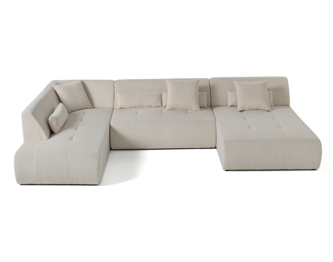 Canapé modulable d'angle gauche 7 places en velours côtelé Onyx