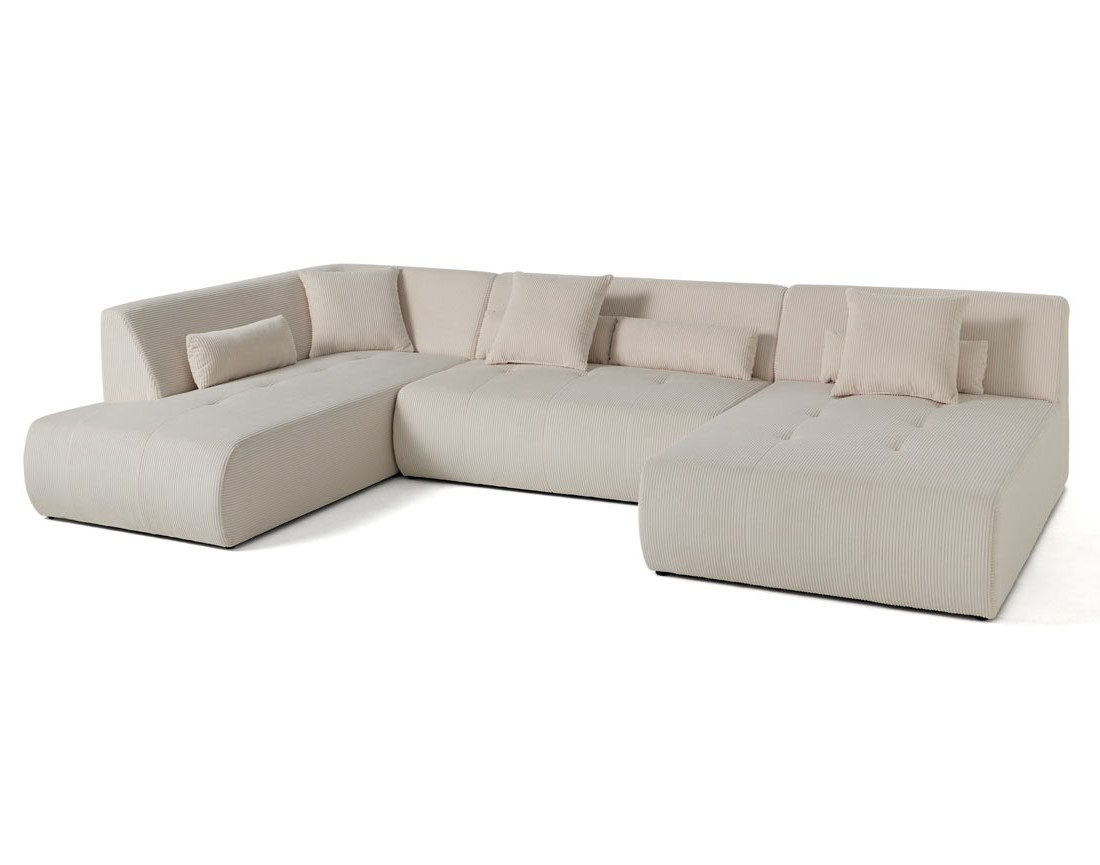 Canapé modulable d'angle gauche 7 places en velours côtelé Onyx