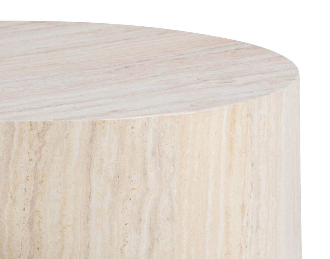Lot de deux tables basses rondes effet travertin 58 et 50 cm Pueblo