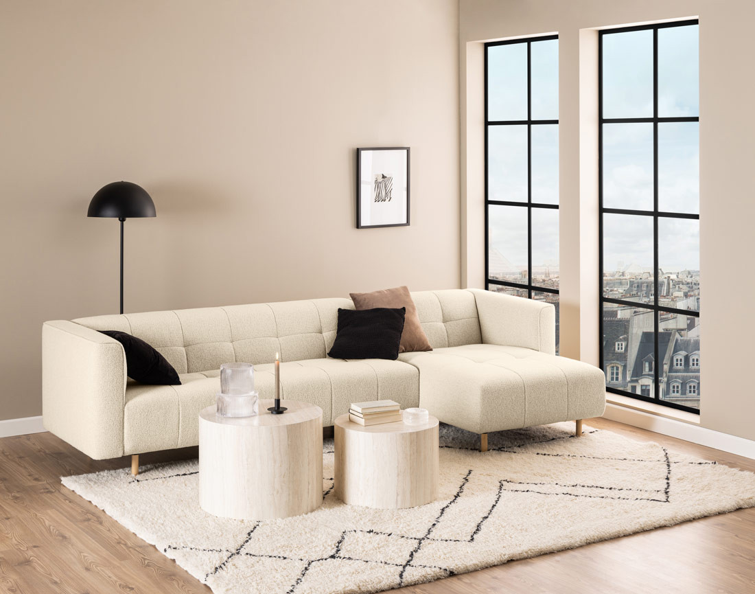 Lot de deux tables basses rondes effet travertin 58 et 50 cm Pueblo