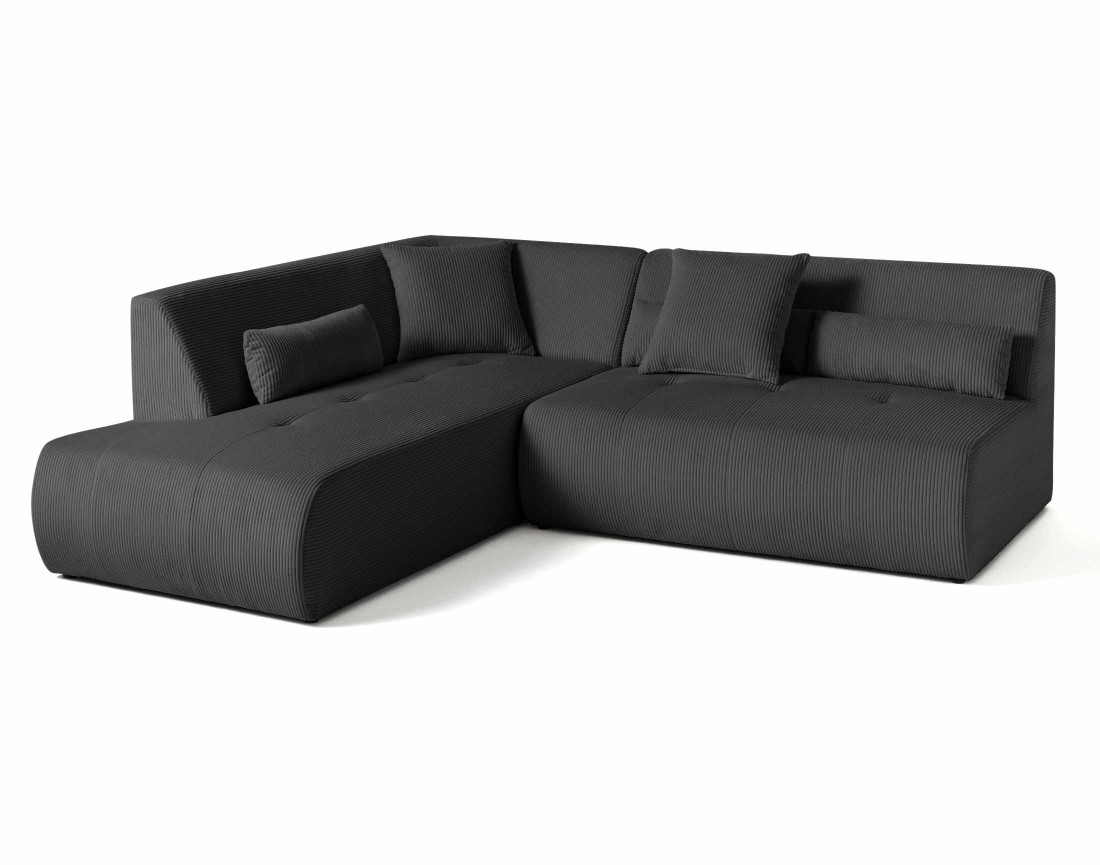 Canapé modulable d'angle gauche 5 places en velours côtelé Onyx