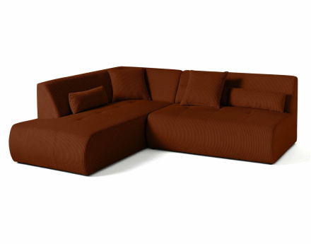 Canapé modulable d'angle gauche 5 places en velours côtelé Onyx