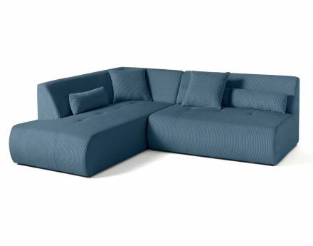 Canapé modulable d'angle gauche 5 places en velours côtelé Onyx
