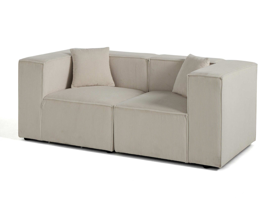 Canapé modulable 2 places en velours côtelé Arty