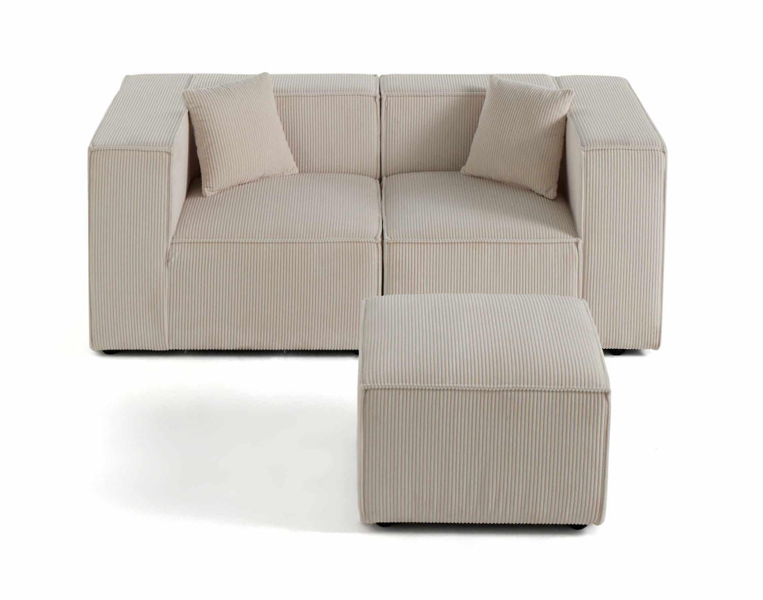 Canapé modulable 2 places en velours côtelé Arty