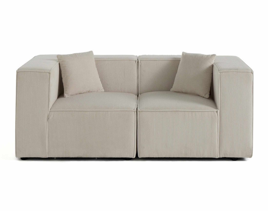 Canapé modulable 2 places en velours côtelé Arty