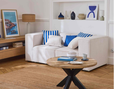 Canapé modulable 2 places en velours côtelé Arty