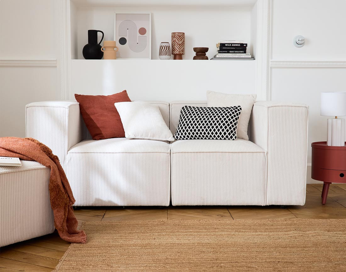Canapé modulable 2 places en velours côtelé Arty