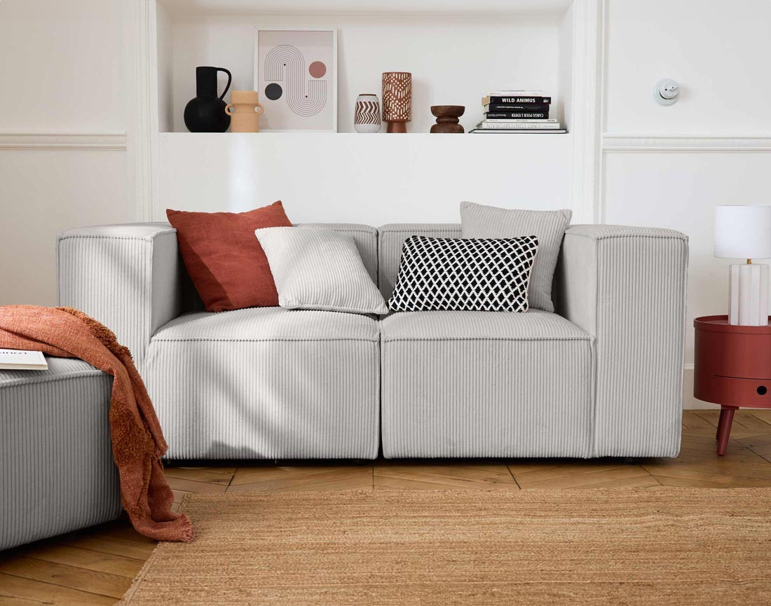 Canapé modulable 2 places en velours côtelé Arty