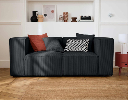 Canapé modulable 2 places en velours côtelé Arty