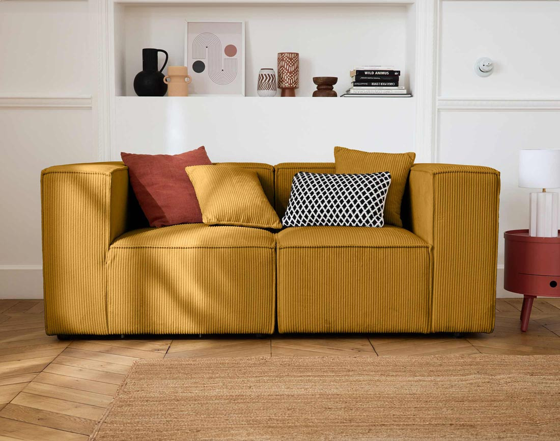 Canapé modulable 2 places en velours côtelé Arty