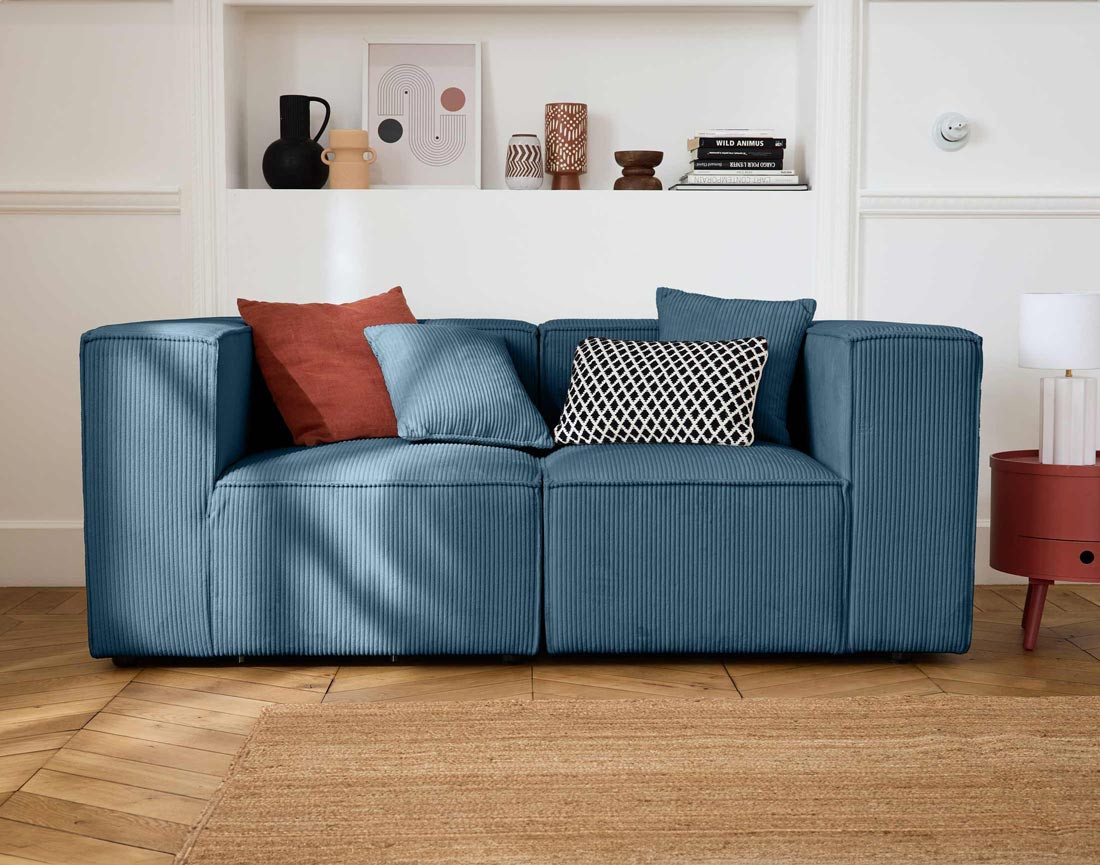 Canapé modulable 2 places en velours côtelé Arty