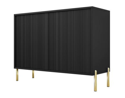 Buffet 2 portes noir et pieds dorés 104cm Velloso