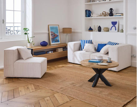 Canapé modulable 3 places en velours côtelé Arty