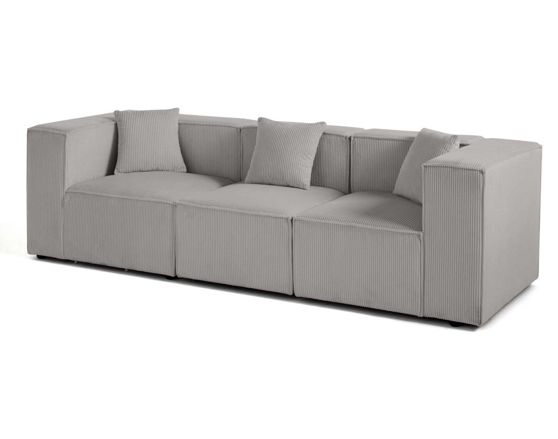 Canapé modulable 3 places en velours côtelé Arty