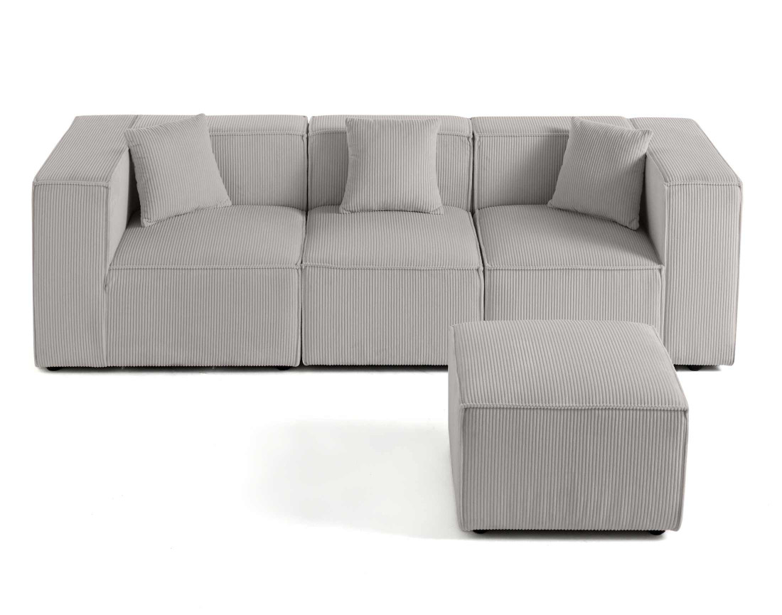Canapé modulable 3 places en velours côtelé Arty