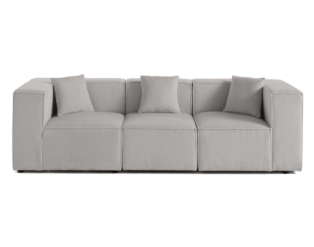 Canapé modulable 3 places en velours côtelé Arty