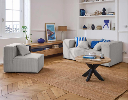 Canapé modulable 3 places en velours côtelé Arty