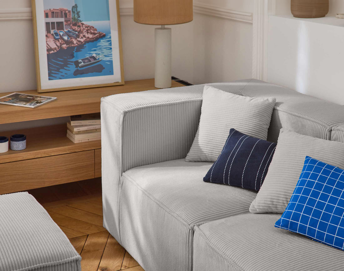 Canapé modulable 3 places en velours côtelé Arty