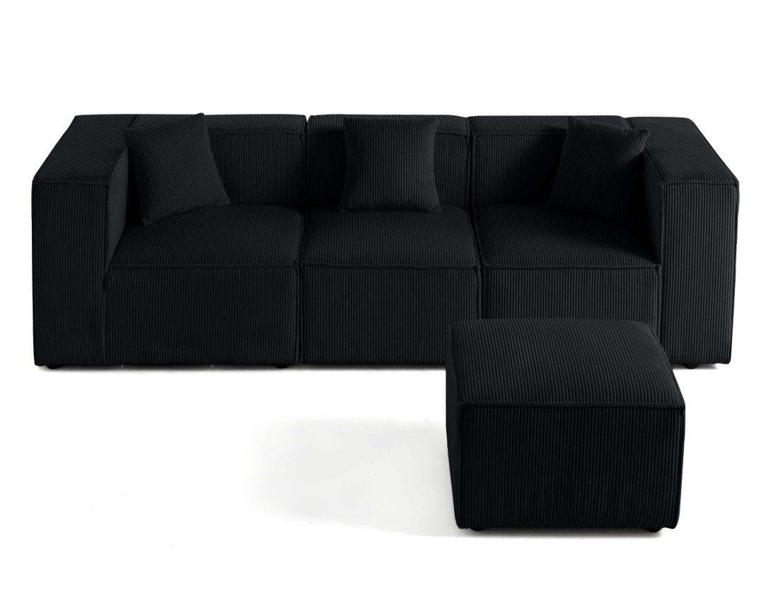 Canapé modulable 3 places en velours côtelé Arty