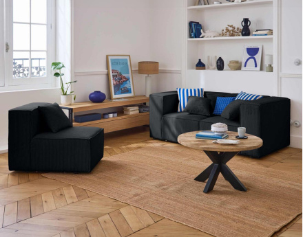 Canapé modulable 3 places en velours côtelé Arty